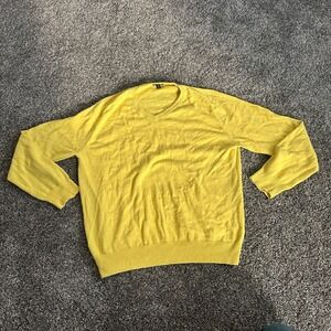 J Crew Sweater Mens Large Yellow V Neck Cotton Cashmere Blend Pullover Knit